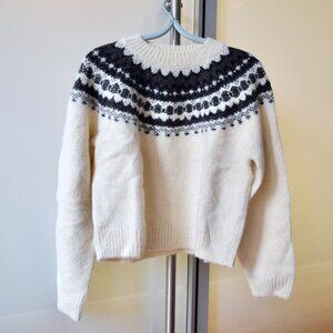 【SOLD】Uniqlo Fluffy Fair Isle Sweater - Off White & Black